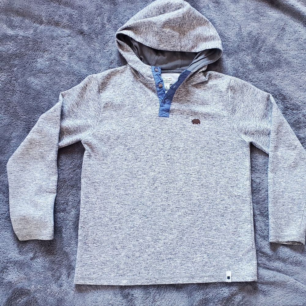 Lucky Brand Hoodie Sweatshirt Youth Large Gray Logo Long Sleeve
